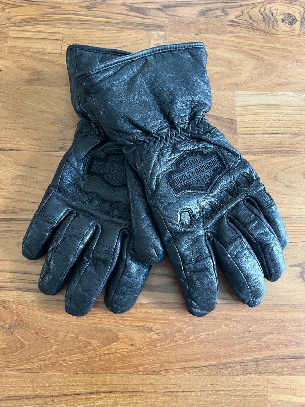 Harley-Davidson Black Leather Motorcycle Gloves with Patch xl